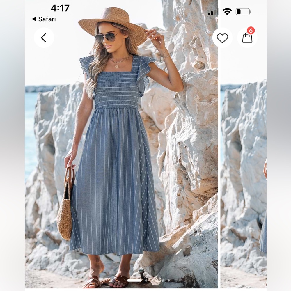 Cupshe Blue and White Striped Dress